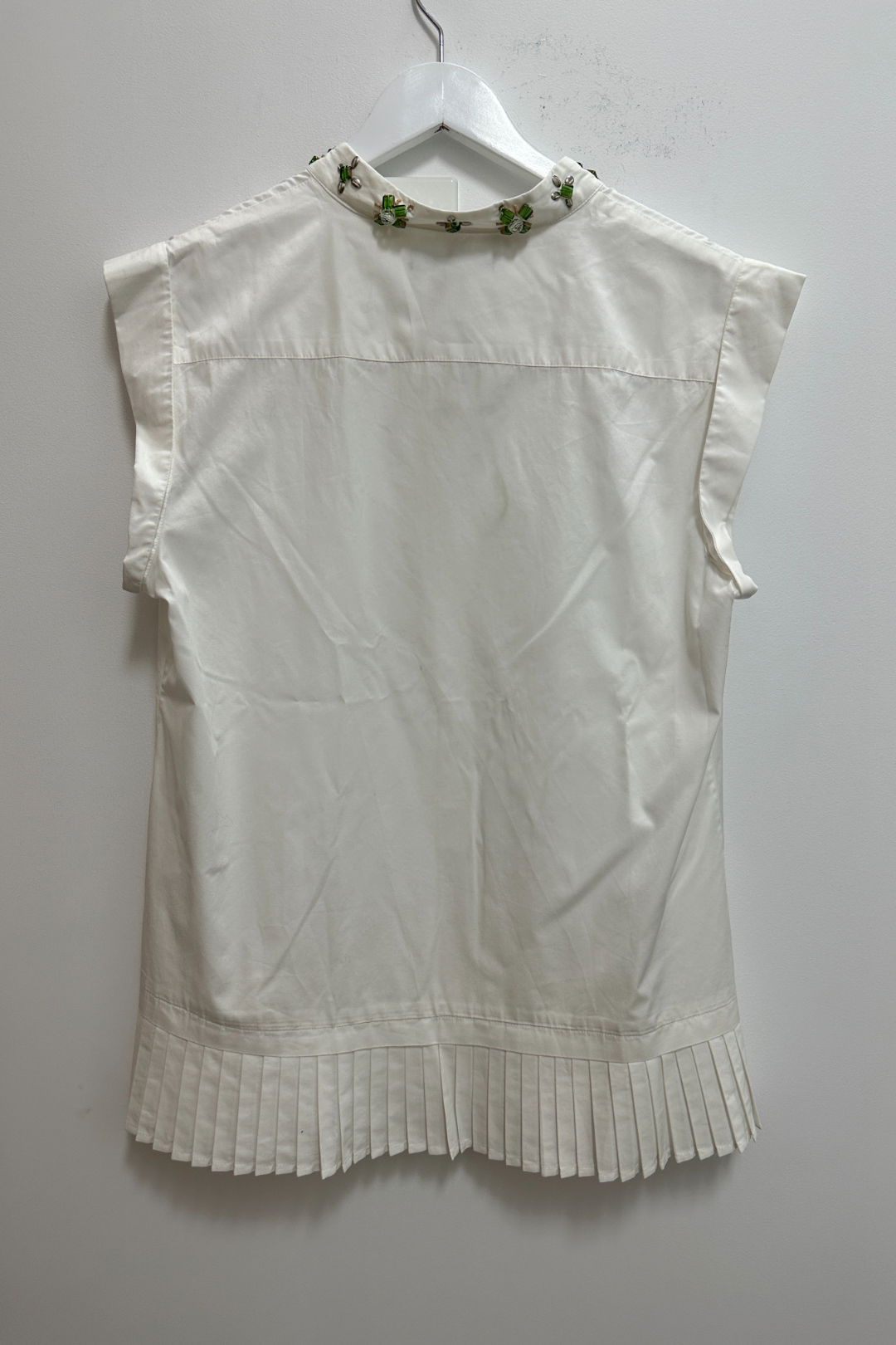 Banana Republic White Pleated And Beaded Shirt