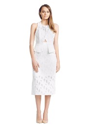 White Suede - Black Overlay Dress - White - Front