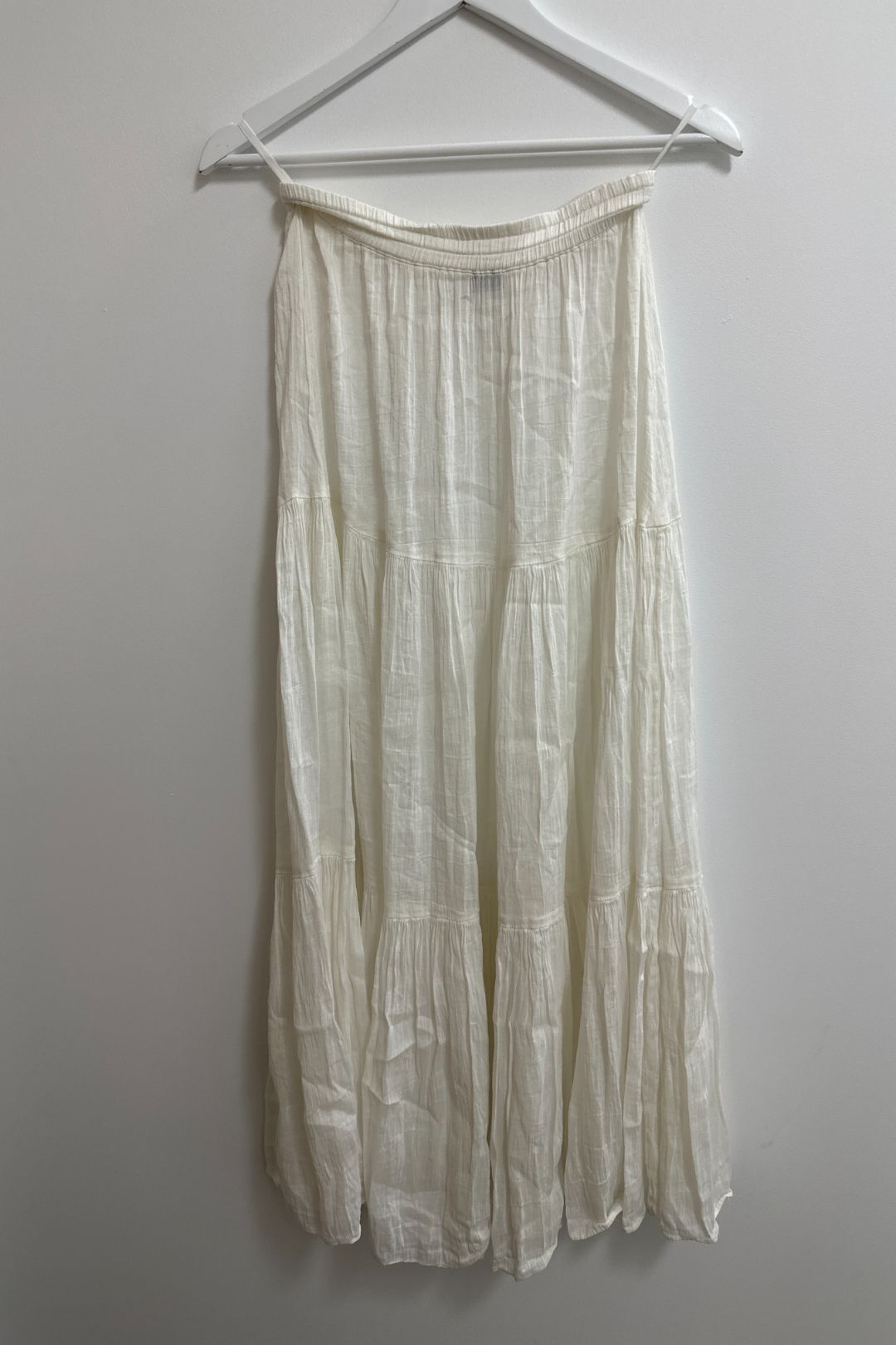 Scanlan Theodore White Tiered Maxi Skirt