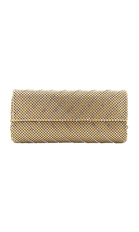 Whiting and Davis - Crystal Chevron Clutch - Gold - Front
