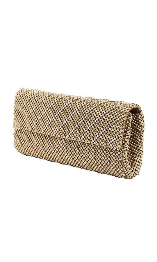 Whiting and Davis - Crystal Chevron Clutch - Gold - Side