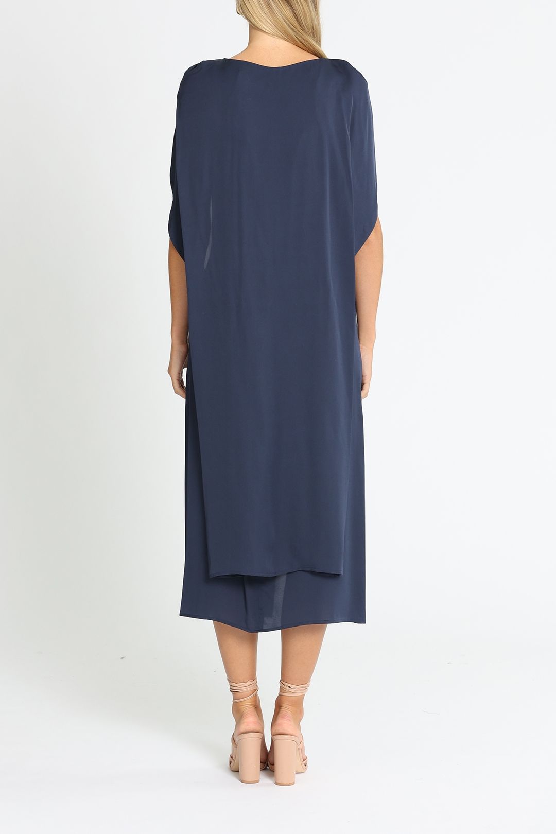 Willow Midi Silk Dress Navy Relaxed Fit