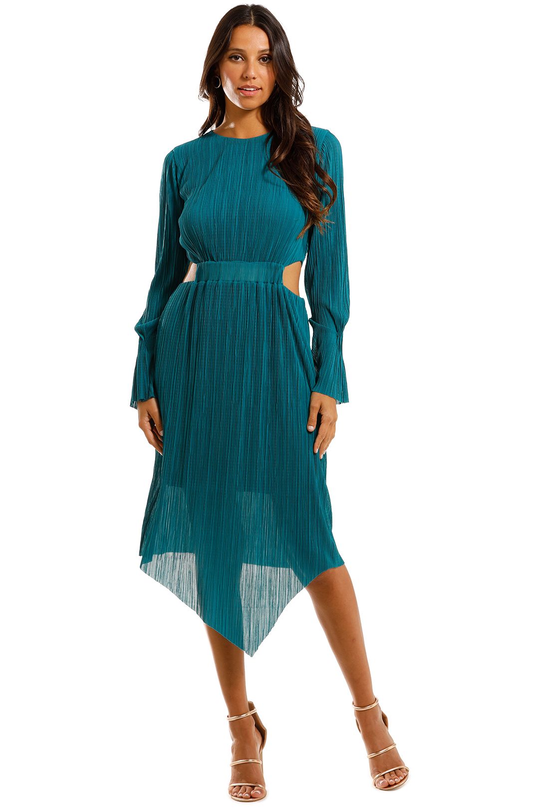 Willow Pleat Cut Away Dress Blue Cut-Out on the Waist