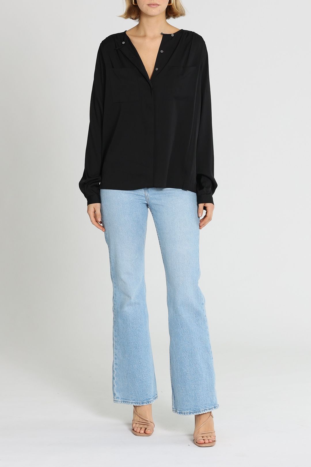 Winser London Audrey Silk Blouse Black