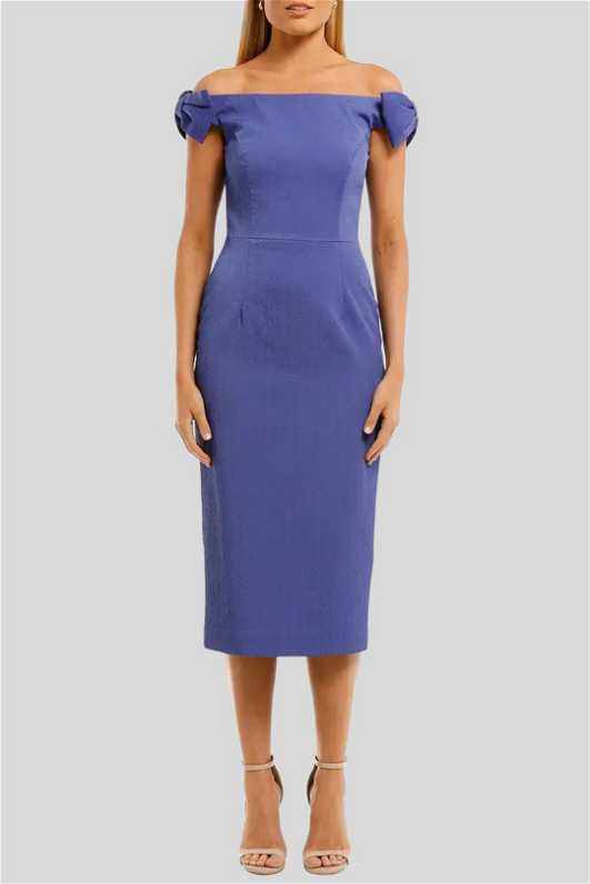 rebecca vallance winslow midi dress Rebecca Vallance Winslow Off-The-Shoulder Bow-Embellished Cloqu Midi Dress In Lavender - 70% Off