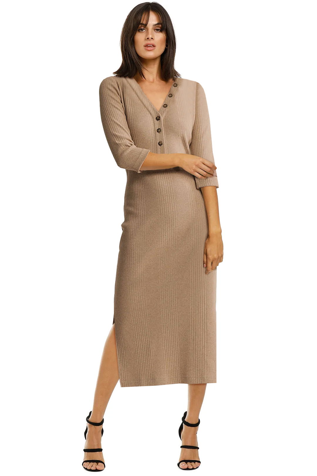 Witchery-Ribbed-Jersey-Dress-Barley-Front