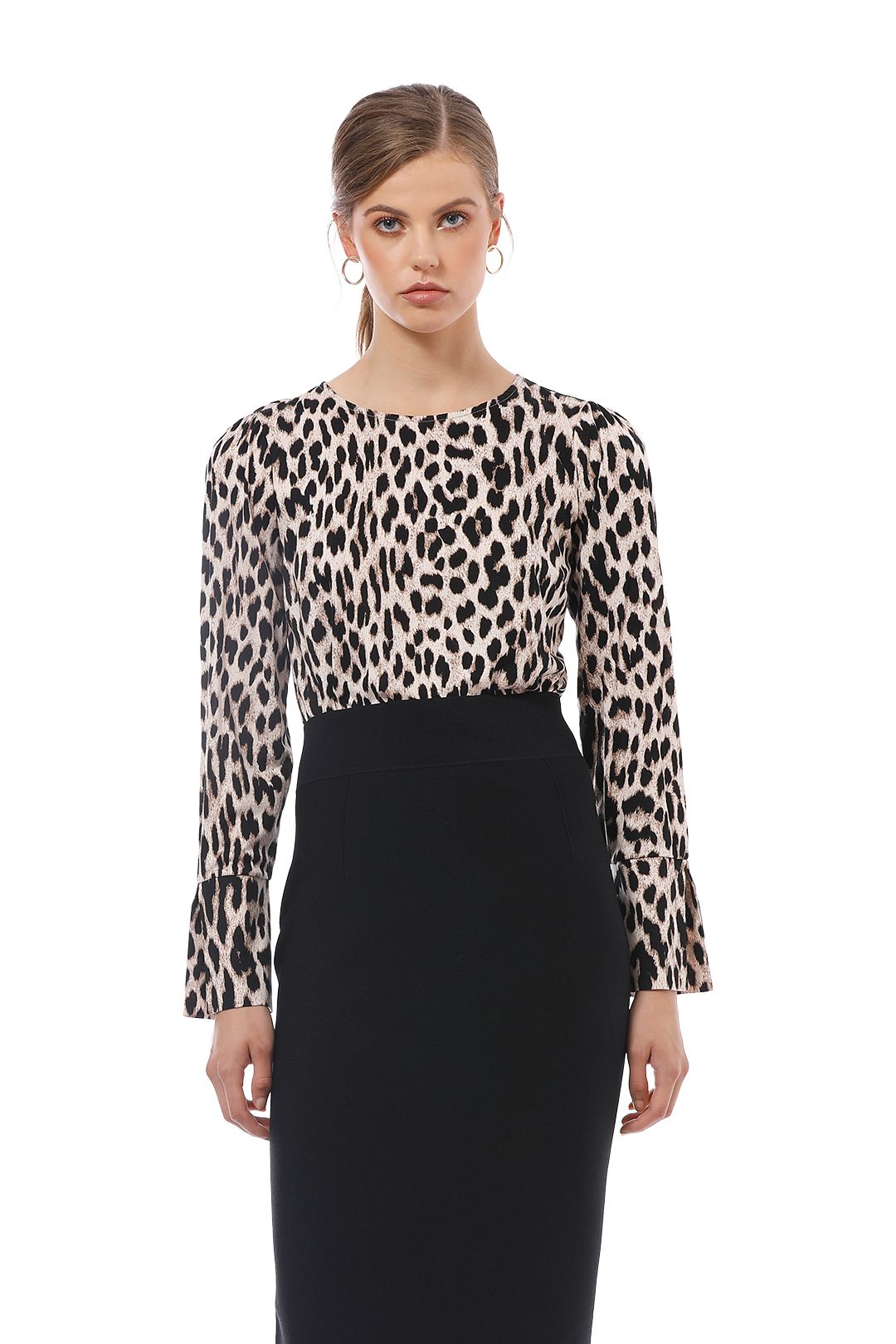 Witchery - Sleeve Detail Top - Leopard Print - Close Up