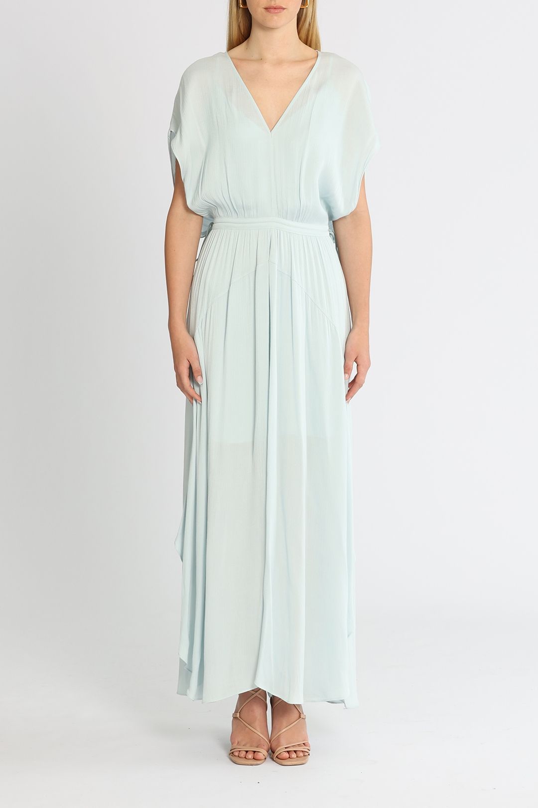 Olga Tiered Frill Detail Waist Tie Dress Baby Blue main image 1