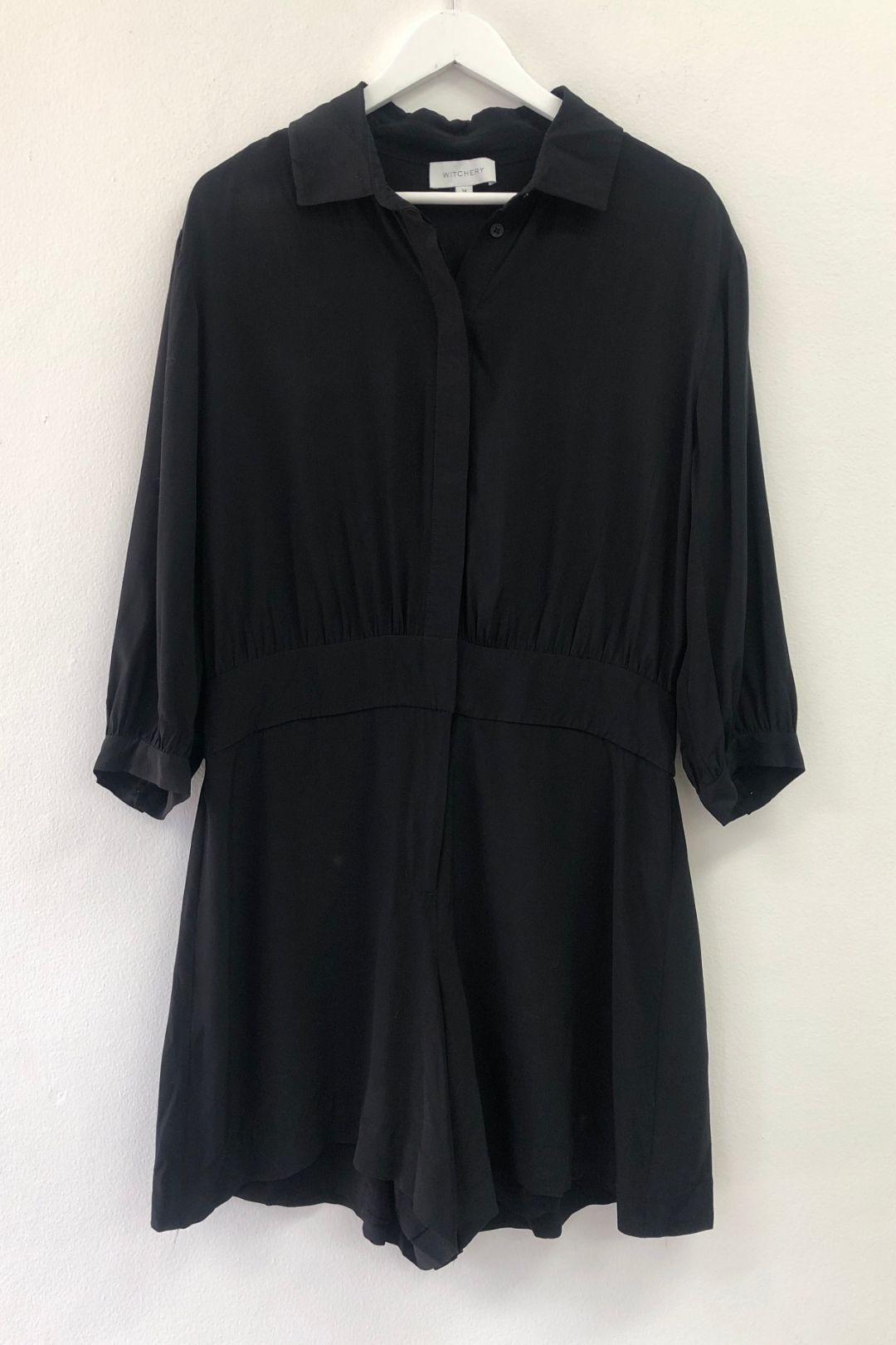Witchery - Black Collared Relaxed Fit Playsuit