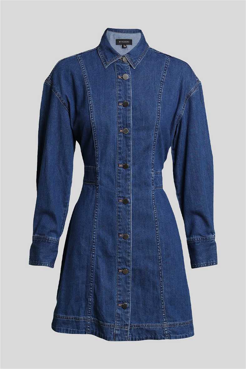 witchery denim dress WITCHERY Denim Belted Mini Dress