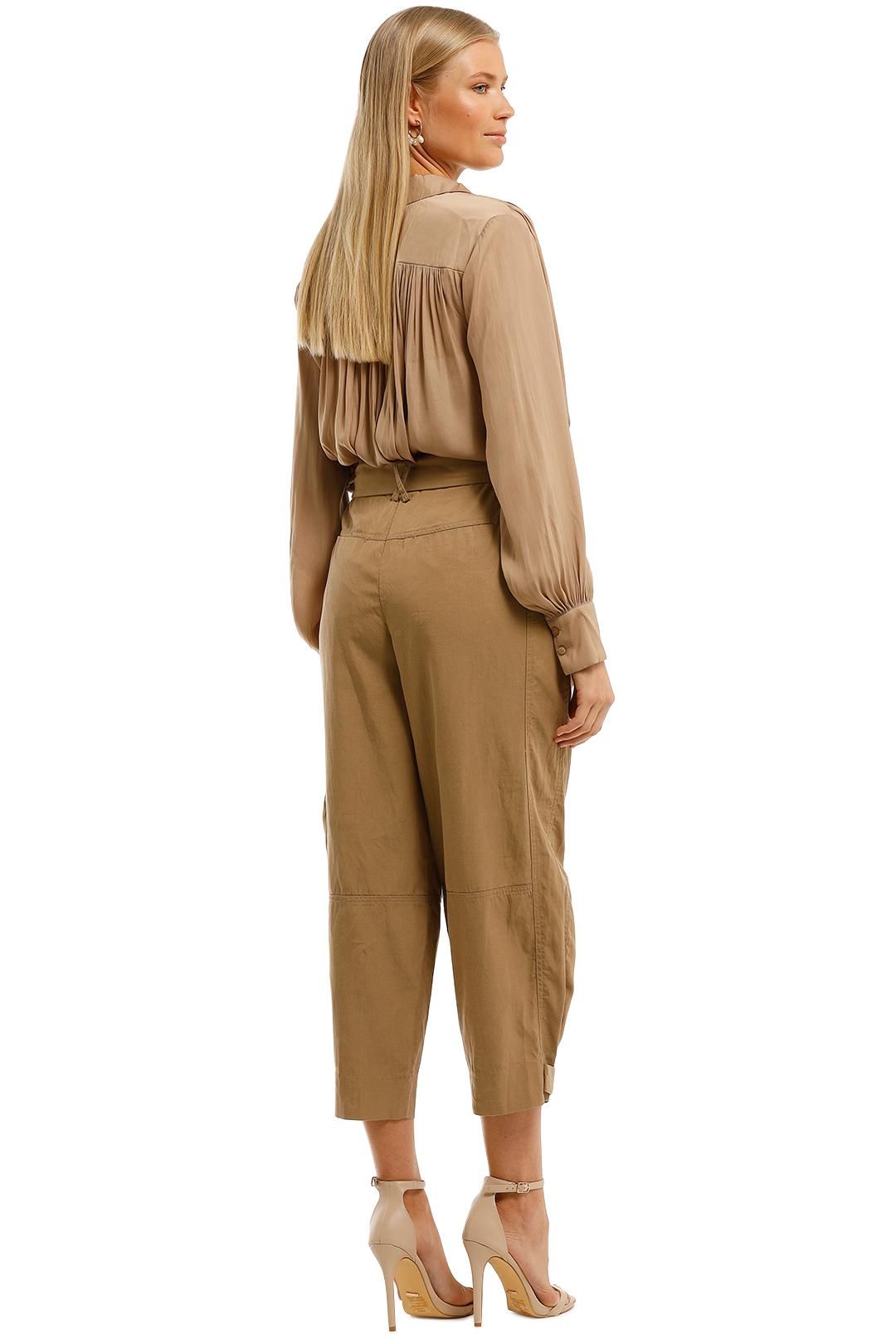 Witchery Buckle Utility Pant Caramel Brown with Pockets