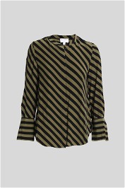 Witchery Buttoned Shirt with Black and Green Stripes