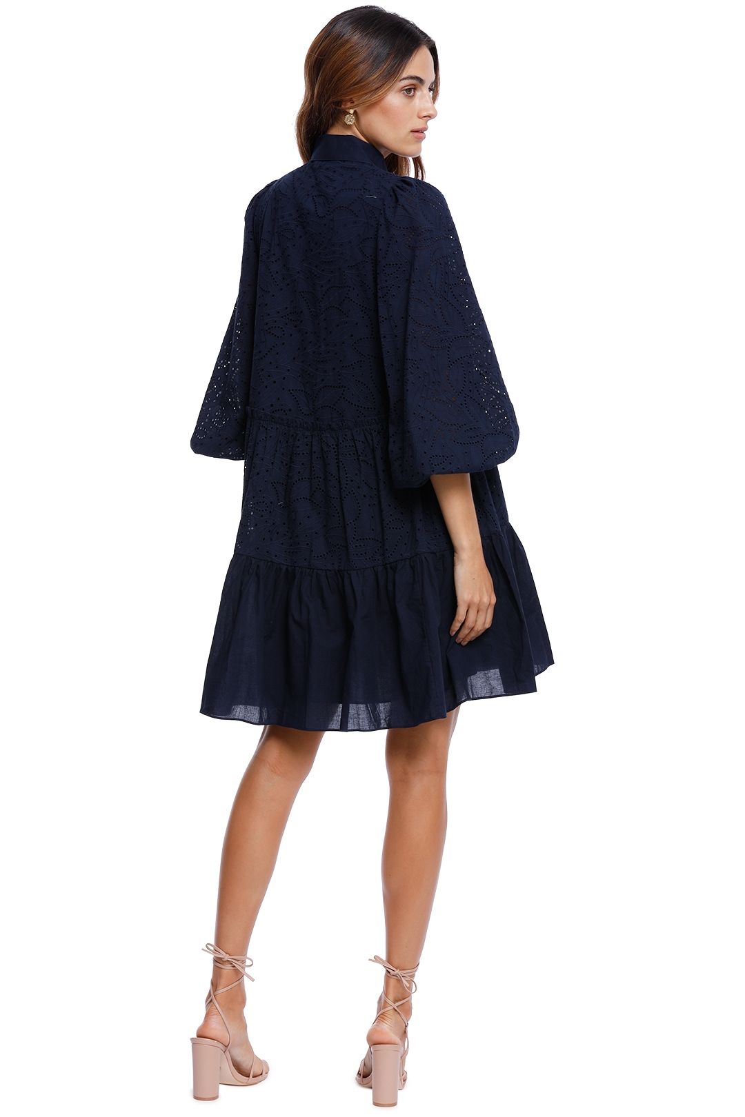 Ivory lace bell clearance sleeve trapeze dress