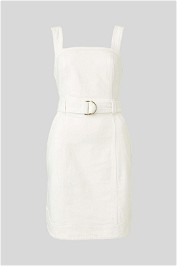 Witchery Denim Belted Sleeveless Mini Dress Parchment