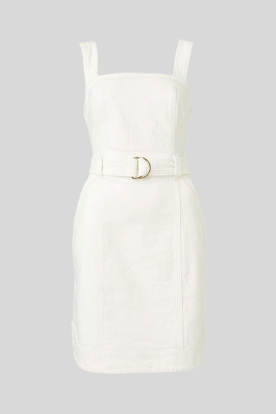 Witchery Denim Belted Sleeveless Mini Dress Parchment