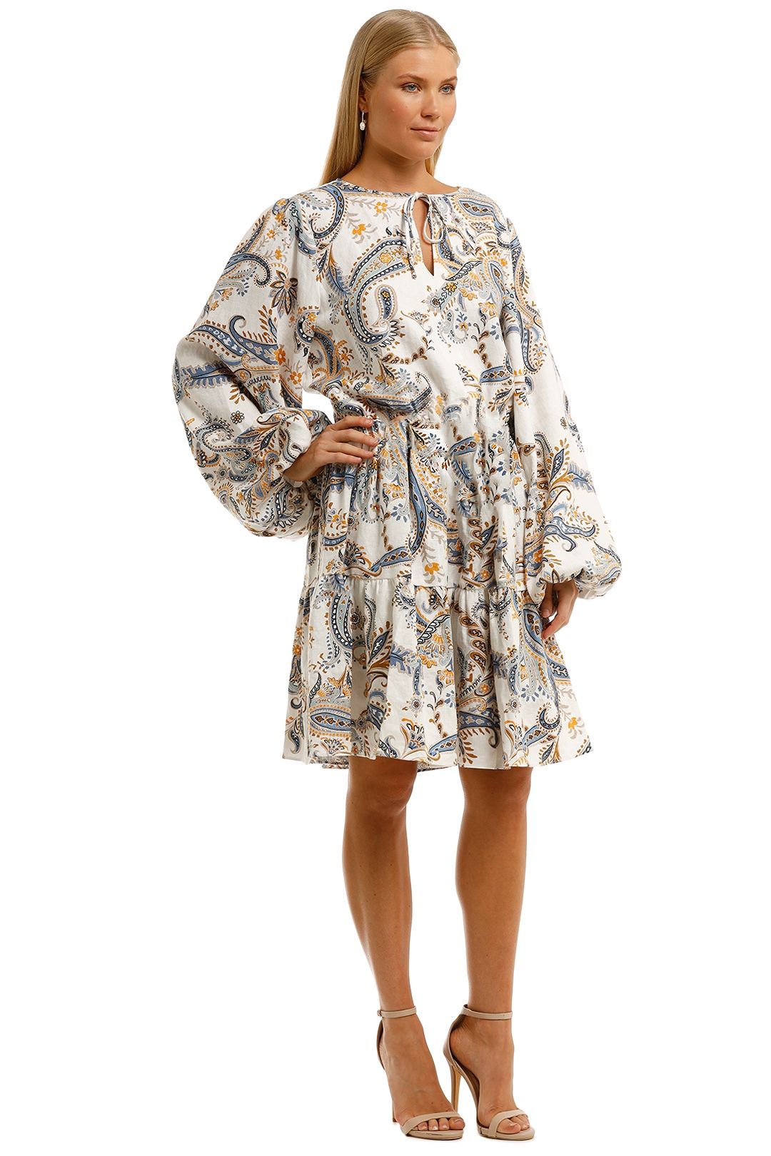 Linen Printed Dress in Marigold Multi by Witchery for Hire - Main Image