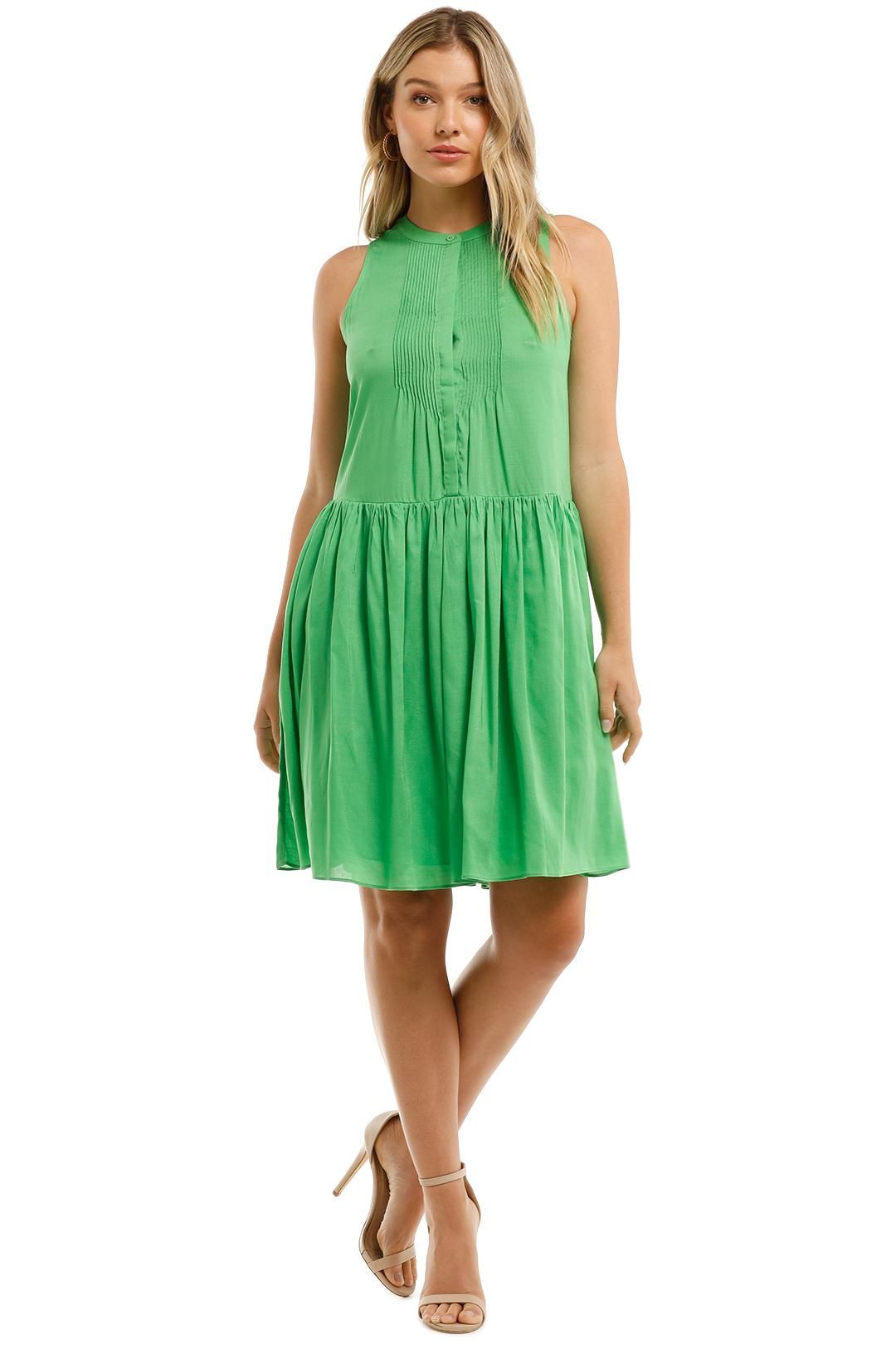 Witchery Pintuck Mini Dress Jewel Green Gathered