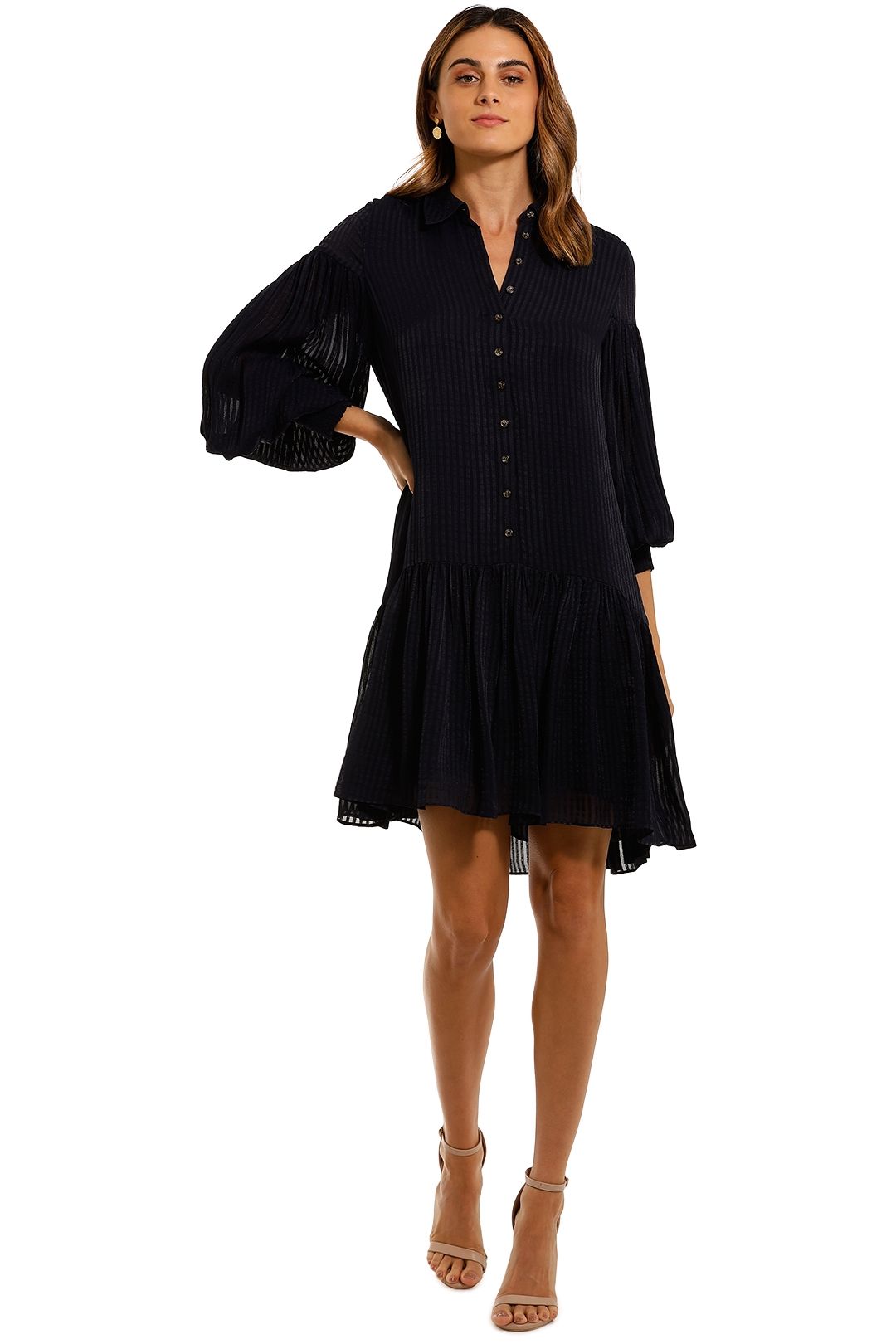Witchery Stripe Pintuck Dress Navy shirt