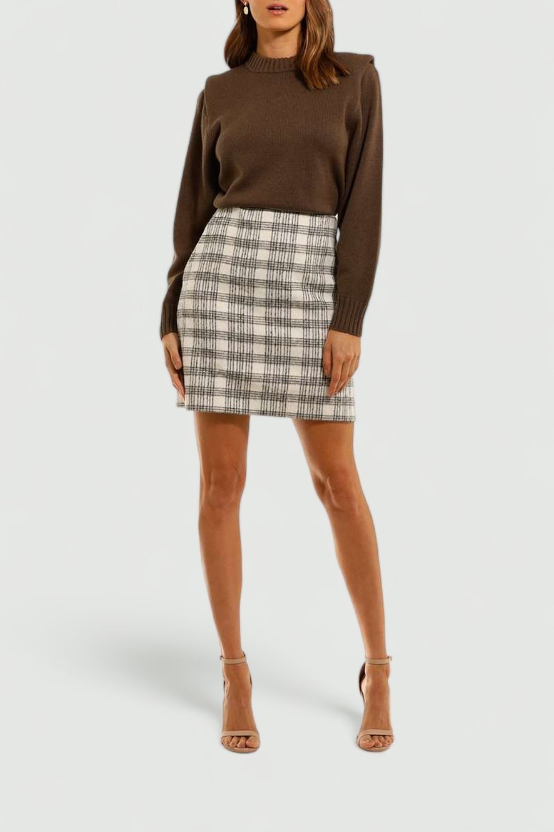 Witchery Structured Shoulder Knit Olive ribbed