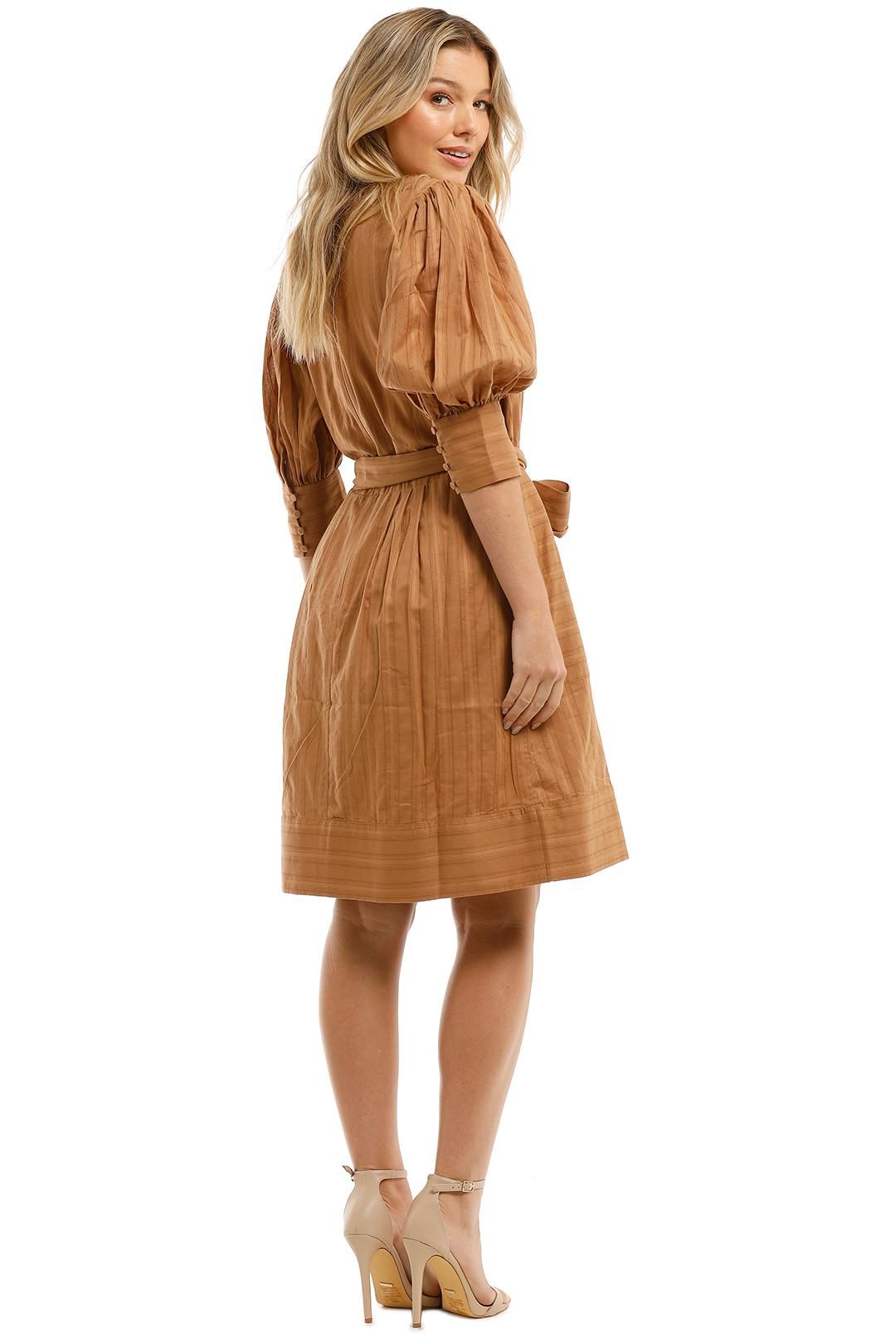 Witchery Texture Cotton Mini Dress Wrap Brown