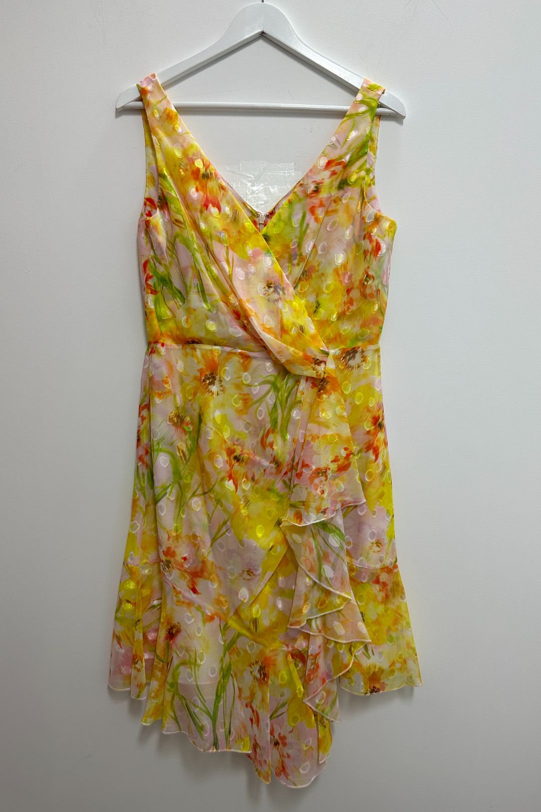 Buy Wrap Style Mini Dress in Floral Print Marchesa Notte GlamCorner