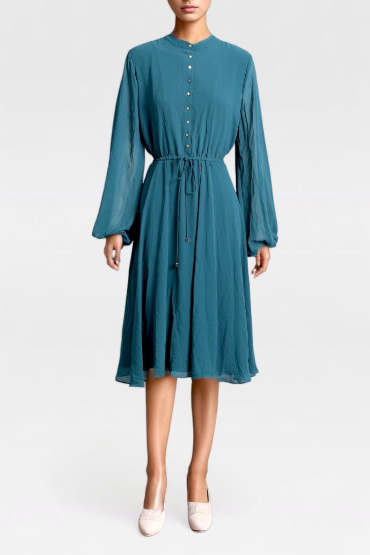 Hire Teal Puff Sleeve Dress Portmans GlamCorner