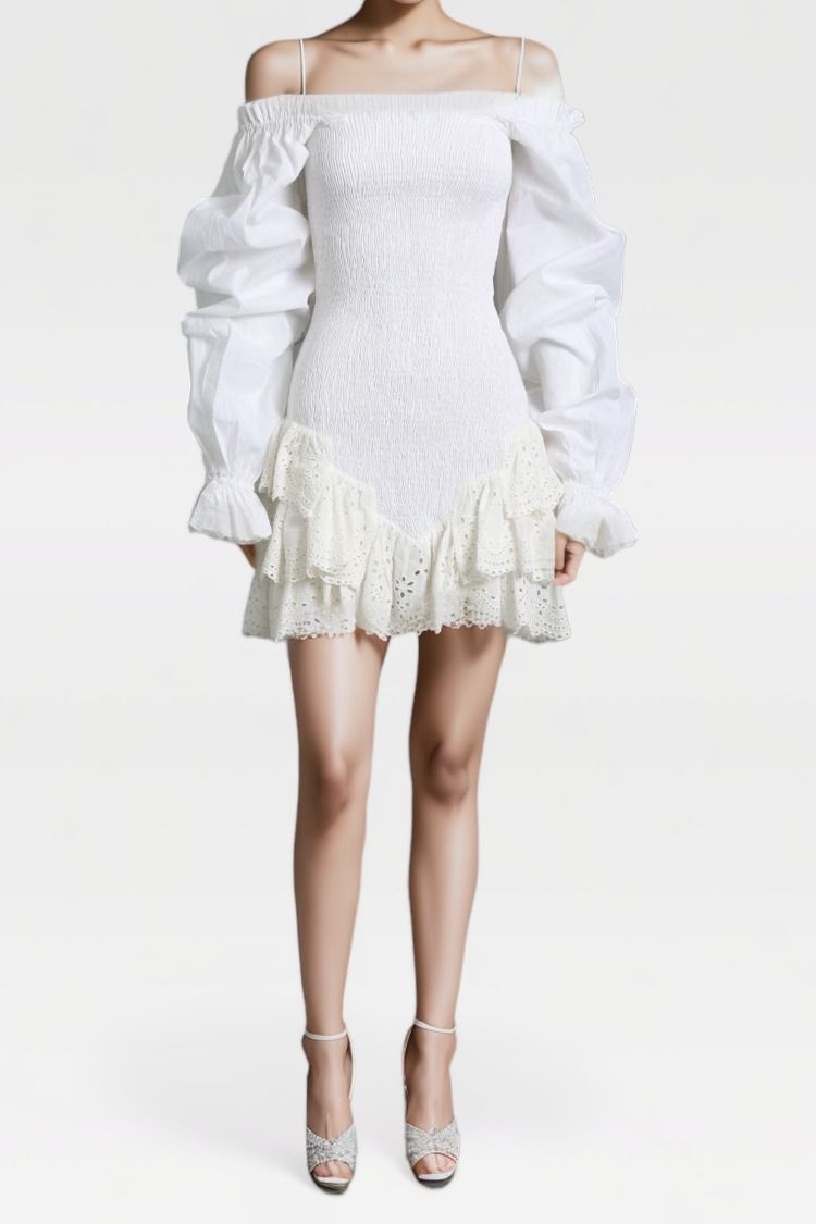 Kinga Csilla - Shirred Bodycon Tiered Ruffle Mini Dress