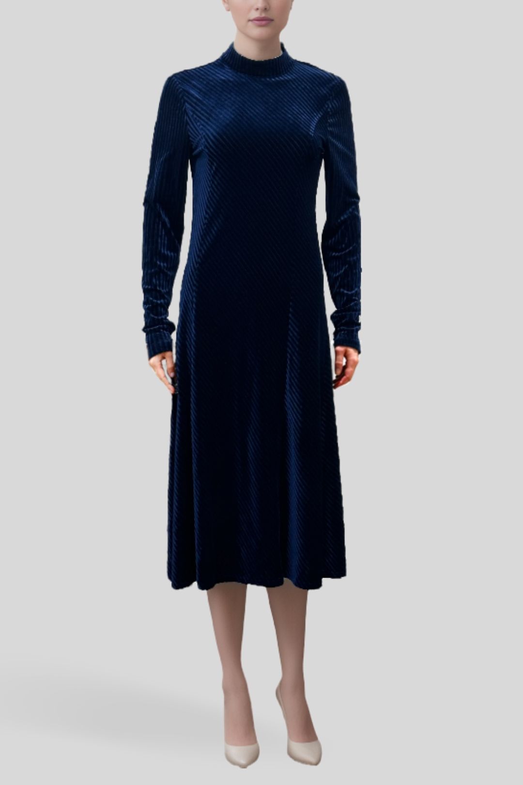 Glam Fitted Midi Dress in Navy