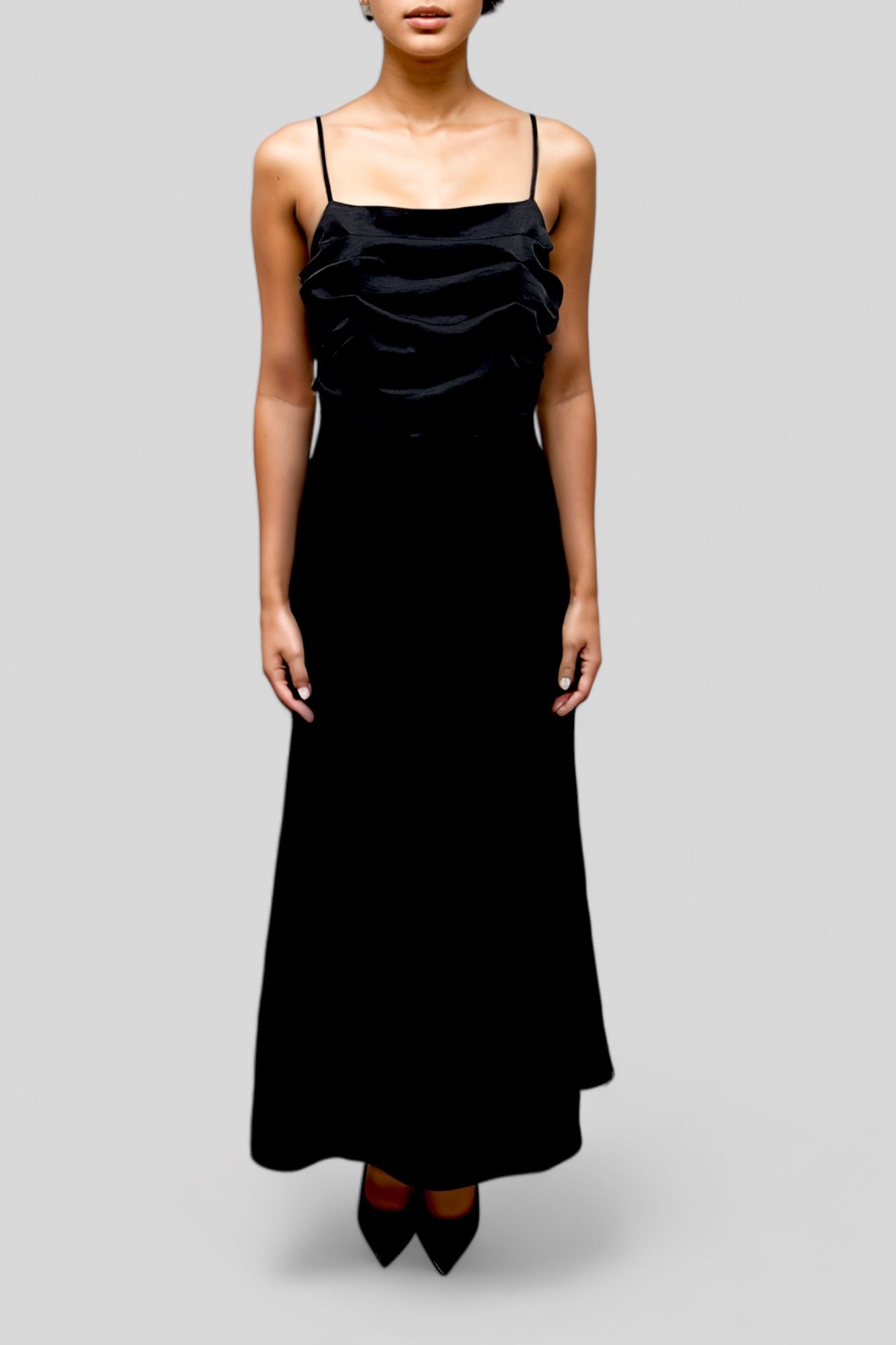 Y.A.S - Black Long Ruched Dress