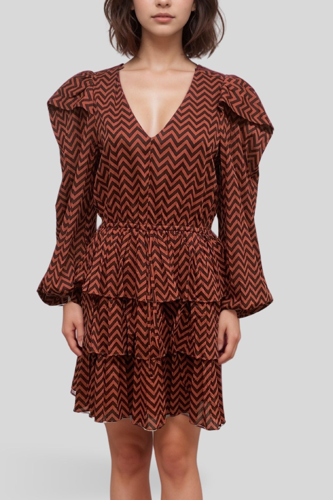 Piper Geometric V Neck Dress