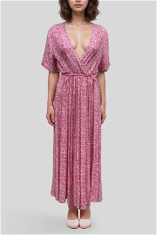 Y.A.S Floral Wrap SS Pink Dress
