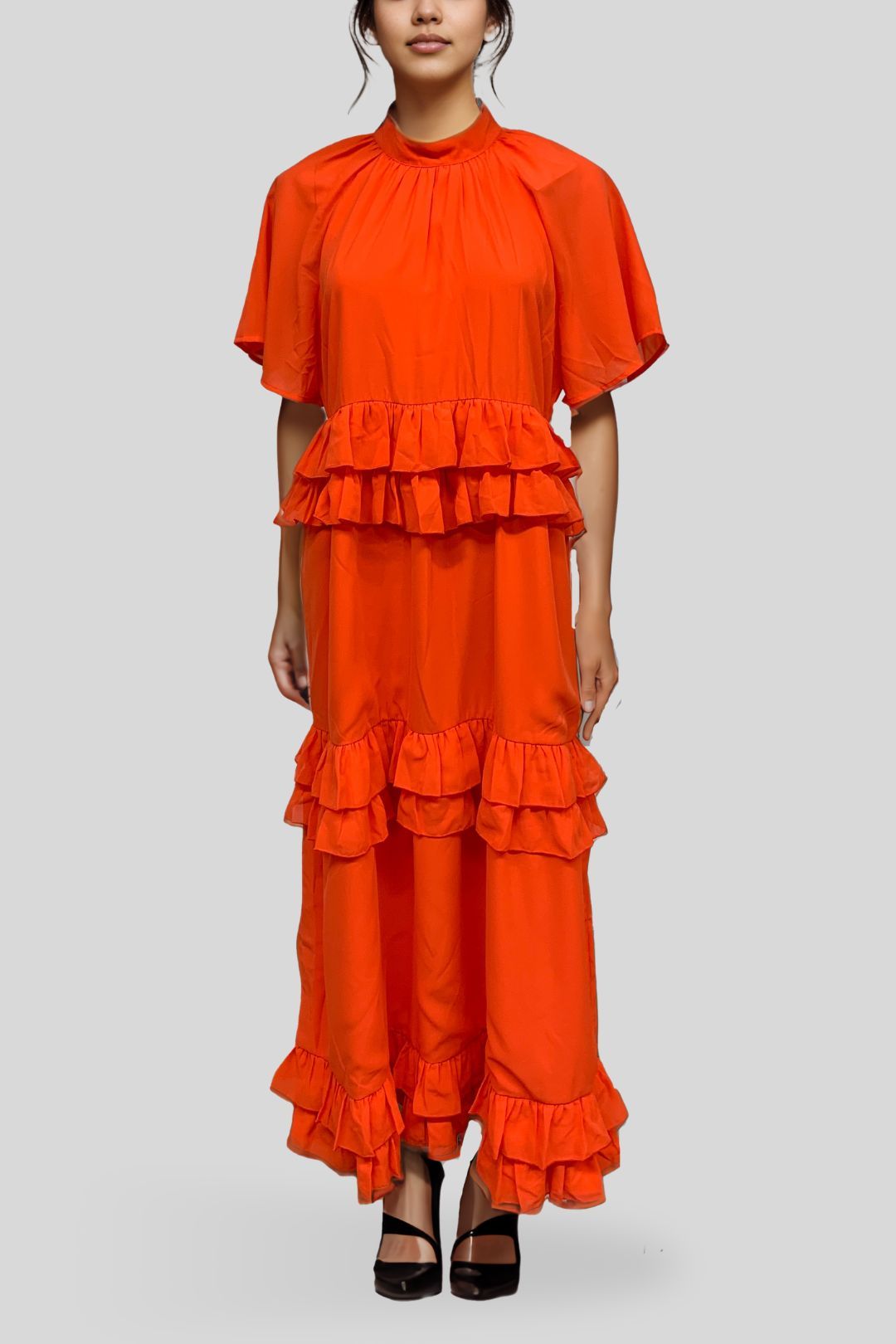 Y.A.S - Ruffle Maxi Dress in Orange