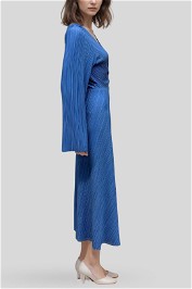 YAS Textured A-line Blue Dress