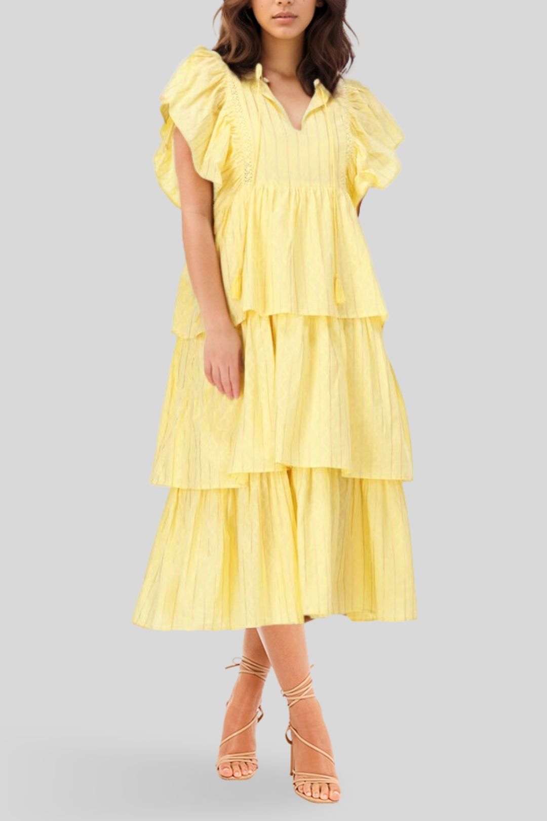 Yaspala SS Midi Dress in Yellow