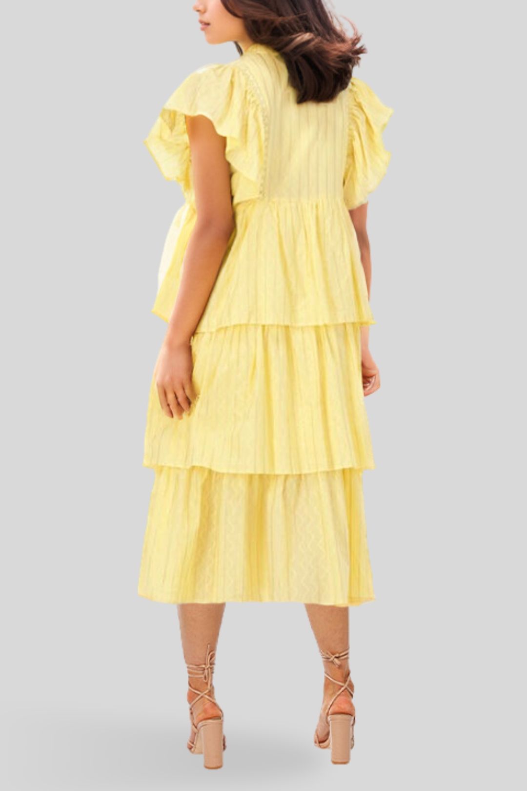 Yaspala SS Midi Dress in Yellow Back
