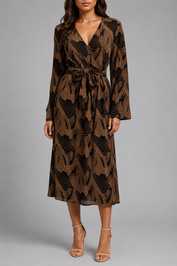 YAS Brown Midi Wrap Dress