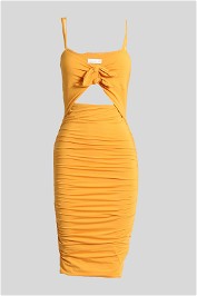 Kookai Yellow Bodycon Cutout Midi Dress