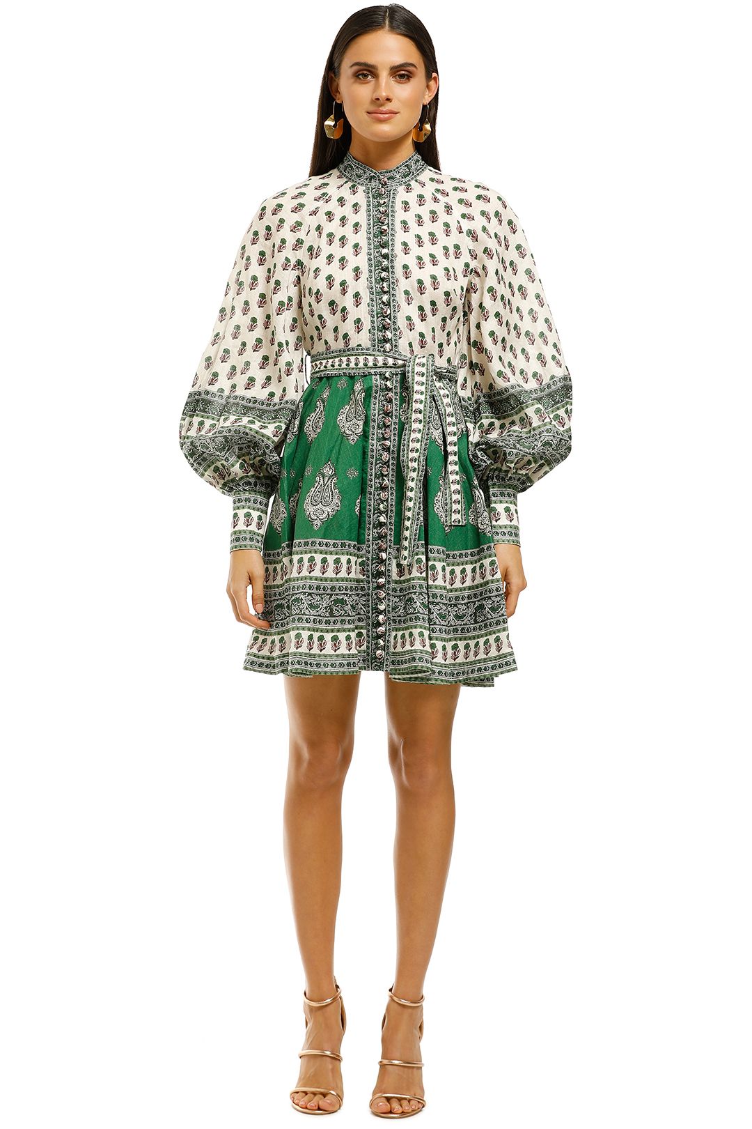 Amari Emerald Buttoned Dress by Zimmermann for Rent