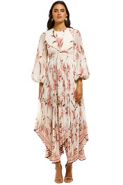 Zimmermann-Corsage-Pleated-Dress-Ivory-Peach-Orchid-Front