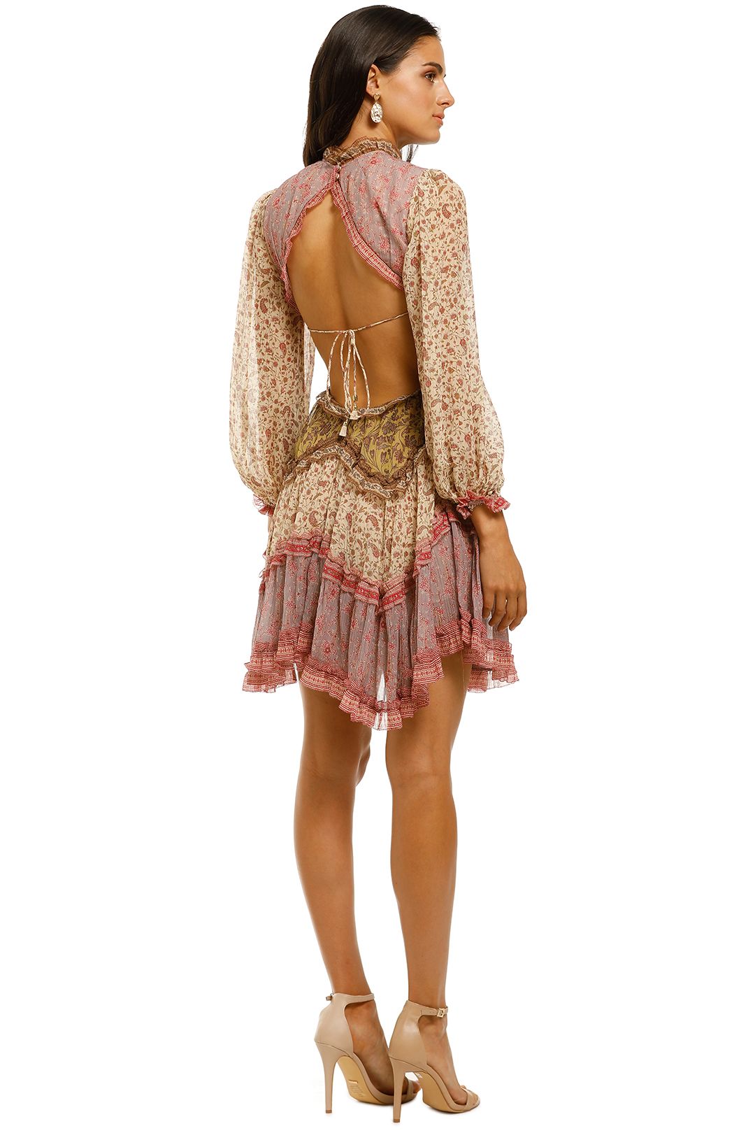 very low cut backless dresses Shona Joy | La Lune Long Sleeve Mini Dress - Cream | Color: Cream/White | Size: 4 Item:Pants Sub-Category:DENIM DRESSES Pixie is 168cm and Aurora crochet dress with