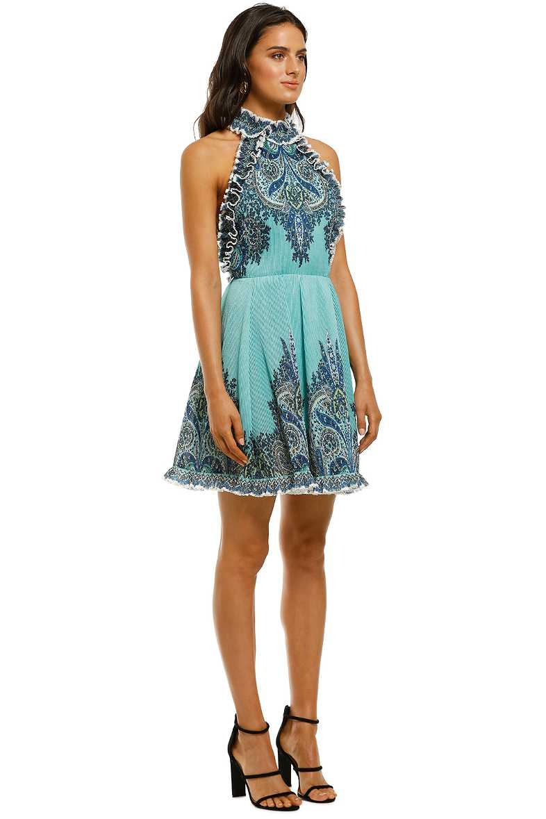 zimmermann moncur asymmetric mini dress Ruffle Neck | Backless Night Dress Blue USNEW_05_22_26 Color:Green Navy mesh mini dress