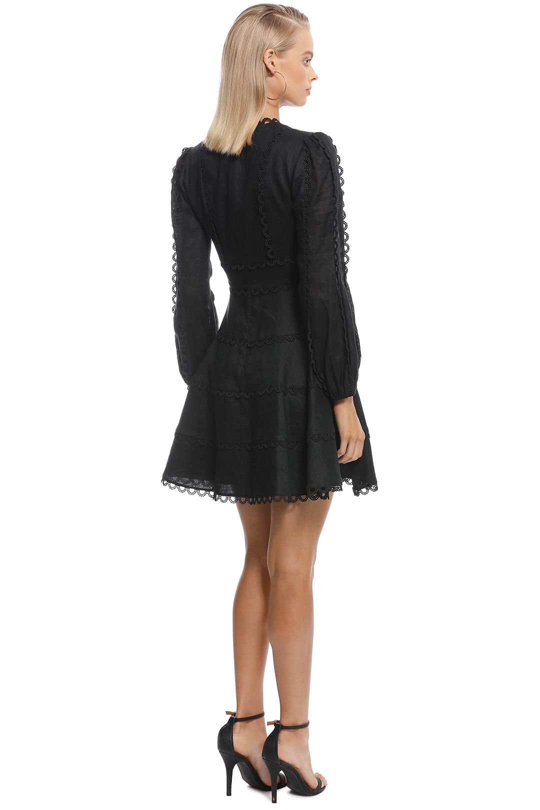 Zimmermann - Heathers Flounce Short Dress - Black - Back