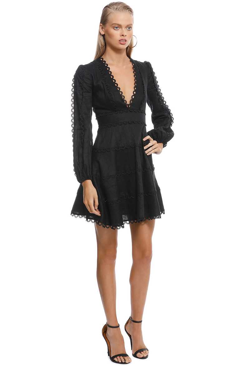 zimmermann asymmetric flounce mini dress Zimmermann Illuminate Flounce Mini Dress in Blue Agate