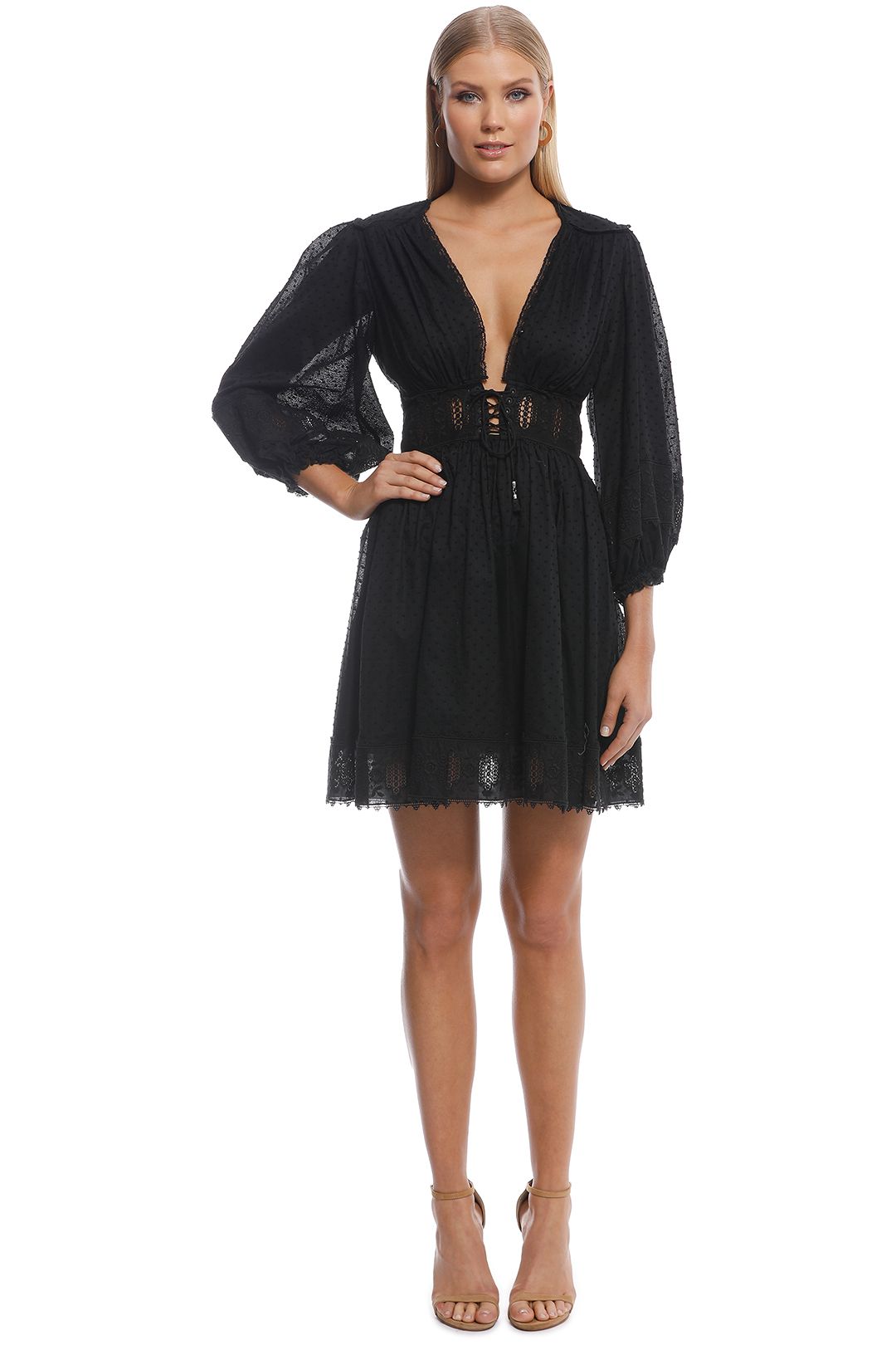 Iris Corset Waist Dress Black by Zimmermann for Hire GlamCorner