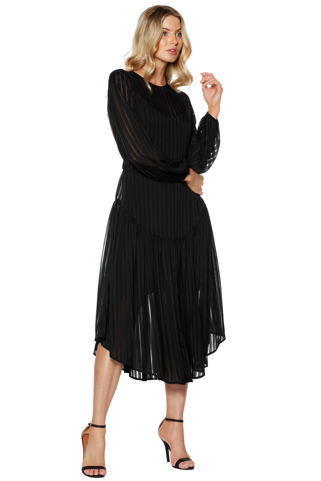 Zimmermann - Lavish Stripe Slouch Dress - Black - Side