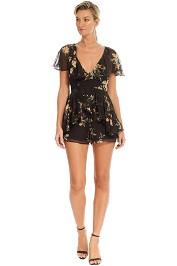 Zimmermann - Maples Wrap Playsuit - Black Floral - Front