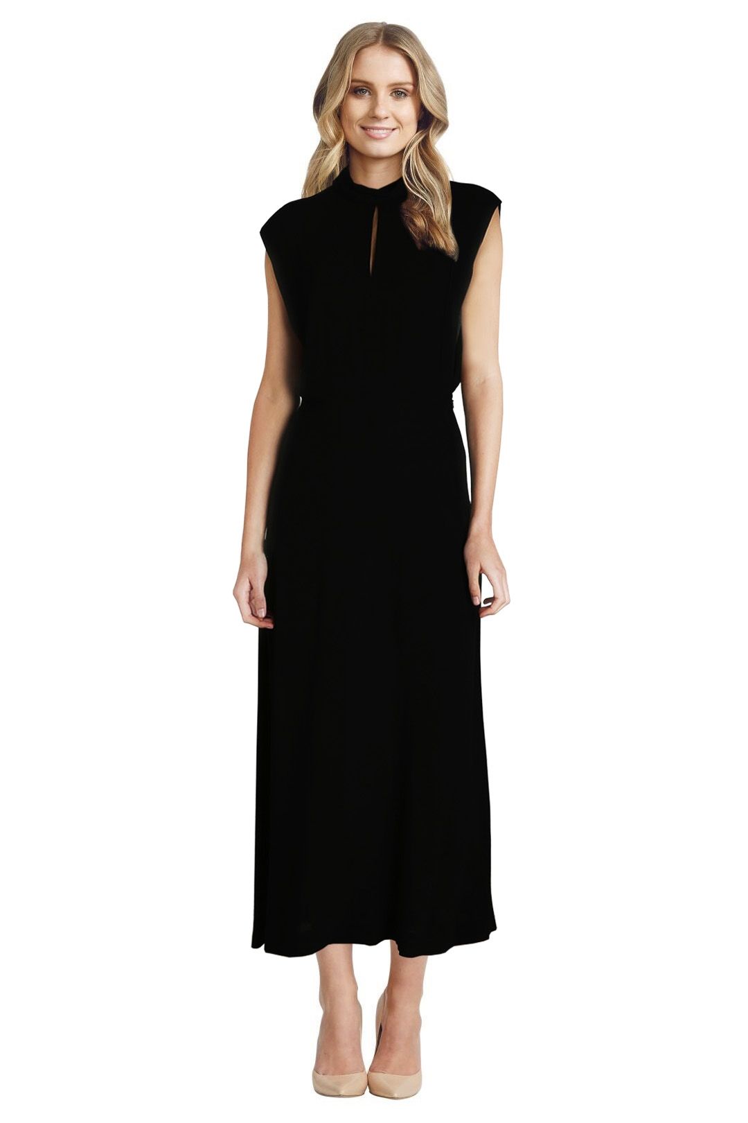 Zimmermann - Roll Collar Long Dress - Black - Front