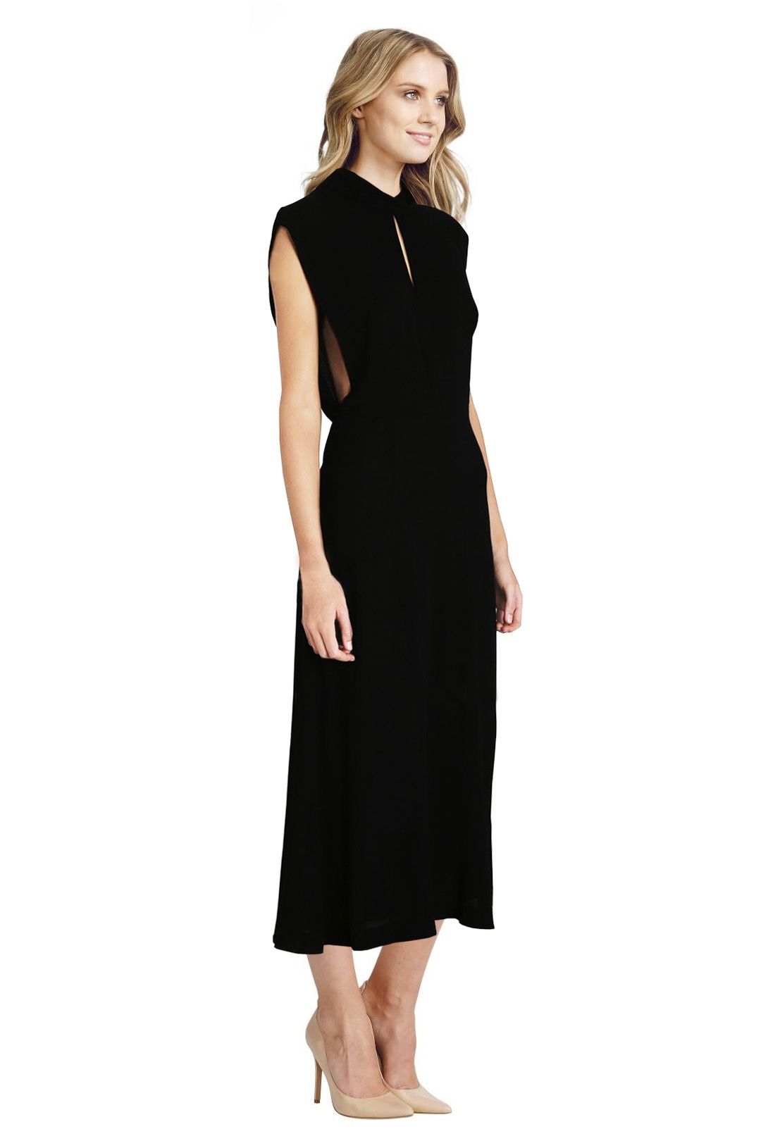 Zimmermann - Roll Collar Long Dress - Black - Side