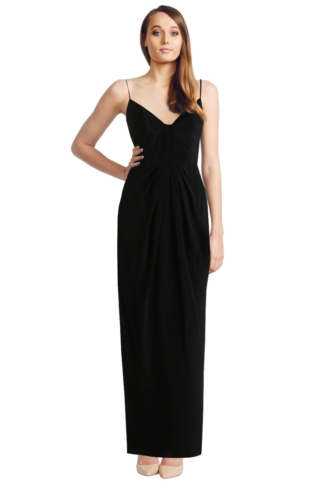 Zimmermann - Silk Folded Long Dress - Black - Front