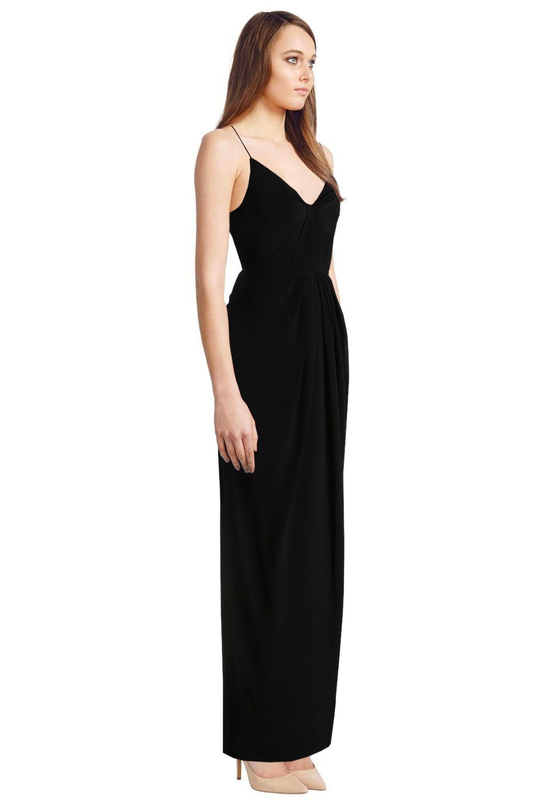 Zimmermann - Silk Folded Long Dress - Black - Side